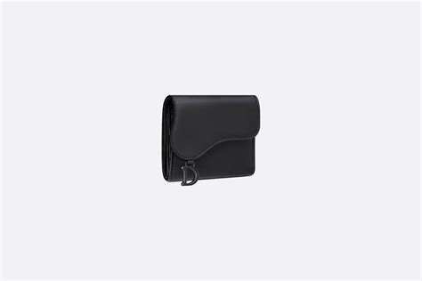 Saddle Lotus Wallet Black Ultramatte Calfskin 